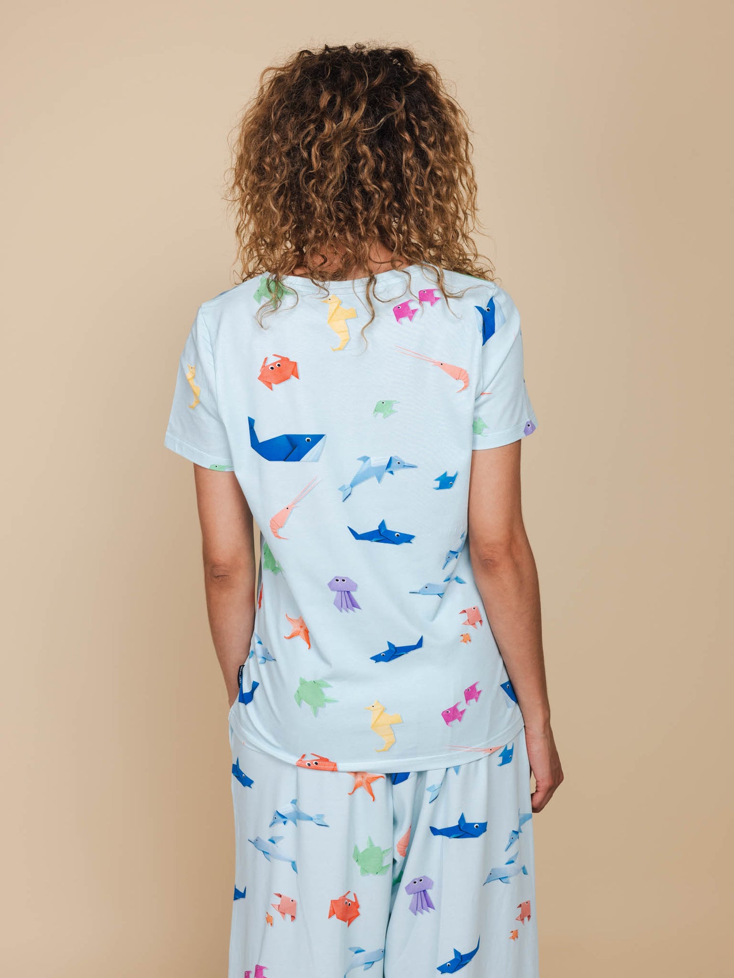 Origami Sea V-neck T-shirt Damen