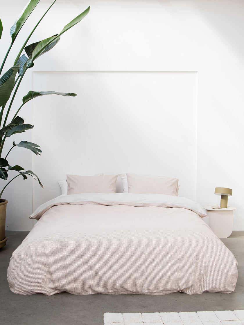Pinstripes Sand duvet cover set