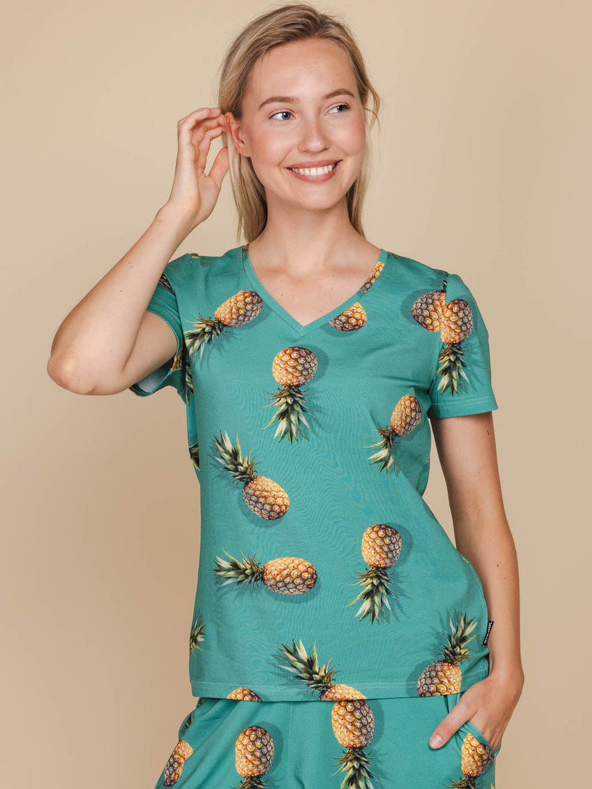 Pineapples V-neck T-shirt Dames