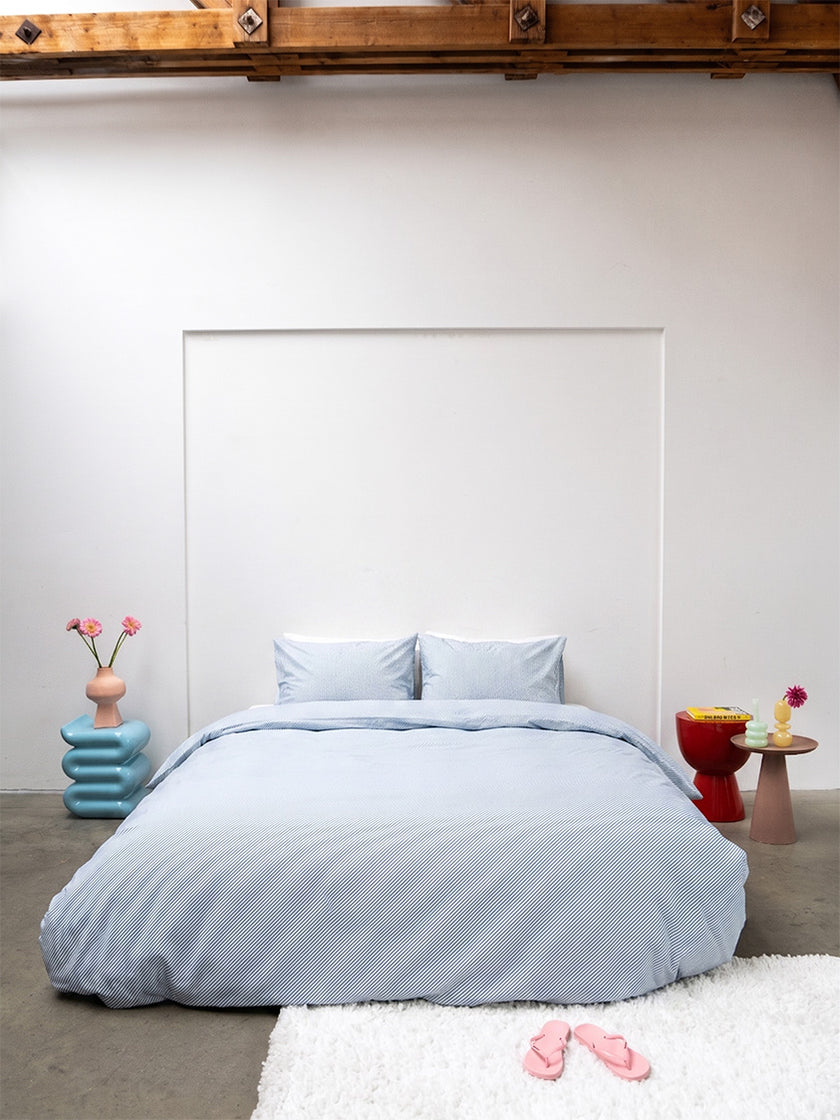 Pinstripes Blue duvet cover set