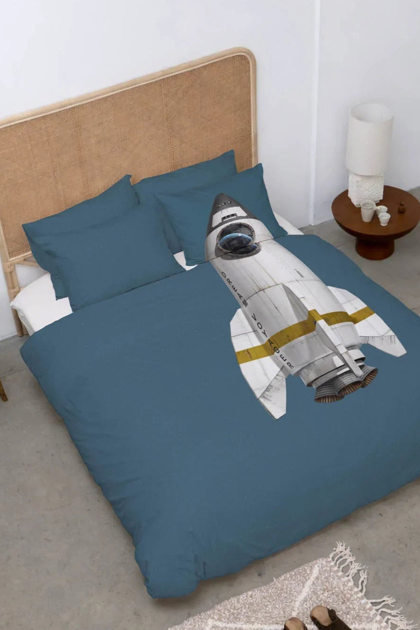 Rocket Smokey Blue dekbedovertrek tweepersoons