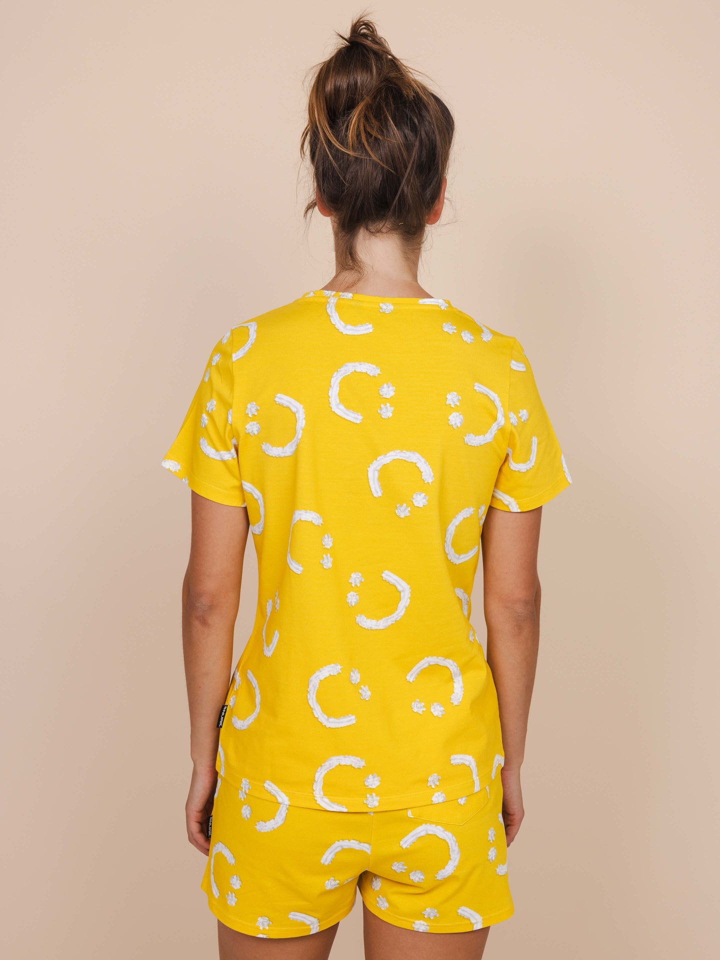Smiles Yellow V-neck T-shirt Dames