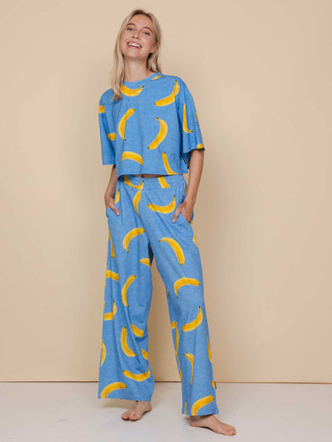 Banana Blue Cropped T-shirt and Wide pants set Women