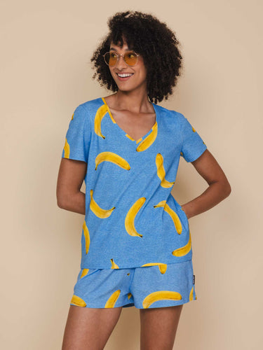 Banana Blue V-Neck T-shirt and Shorts set Women