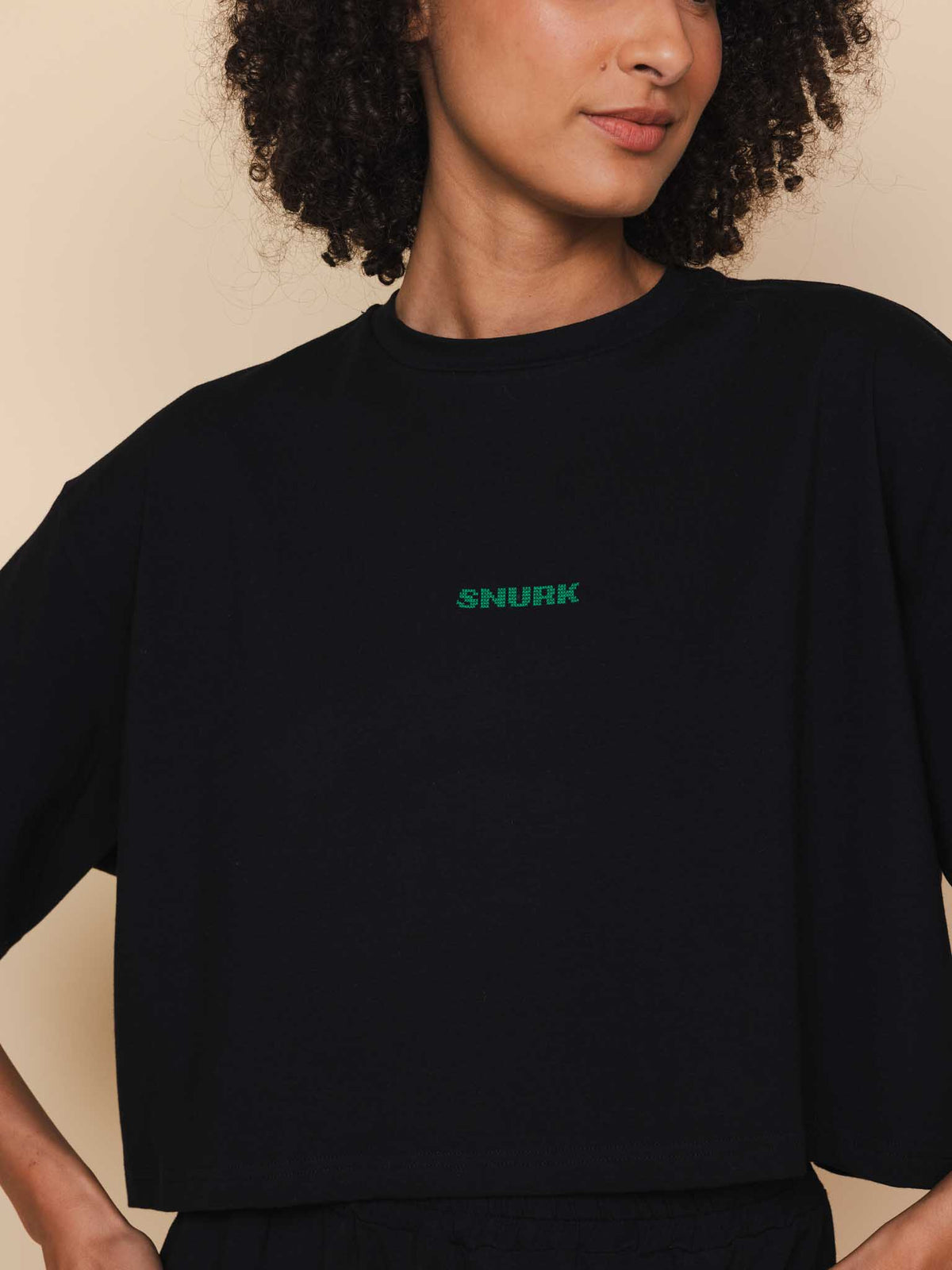 Black Cropped T-Shirt Dames