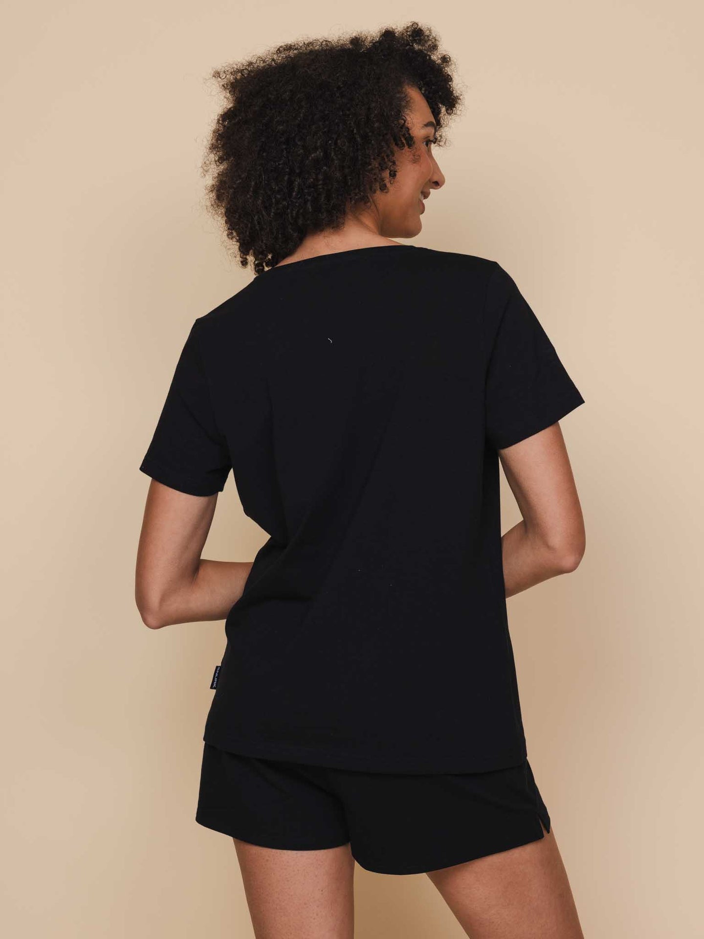 Black V-neck T-shirt Dames