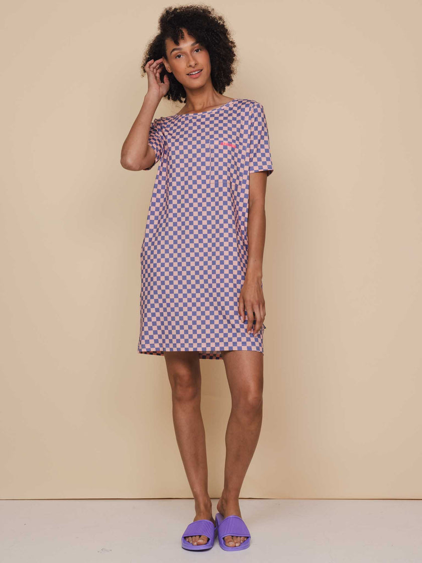 Check T-shirt Dress Dames