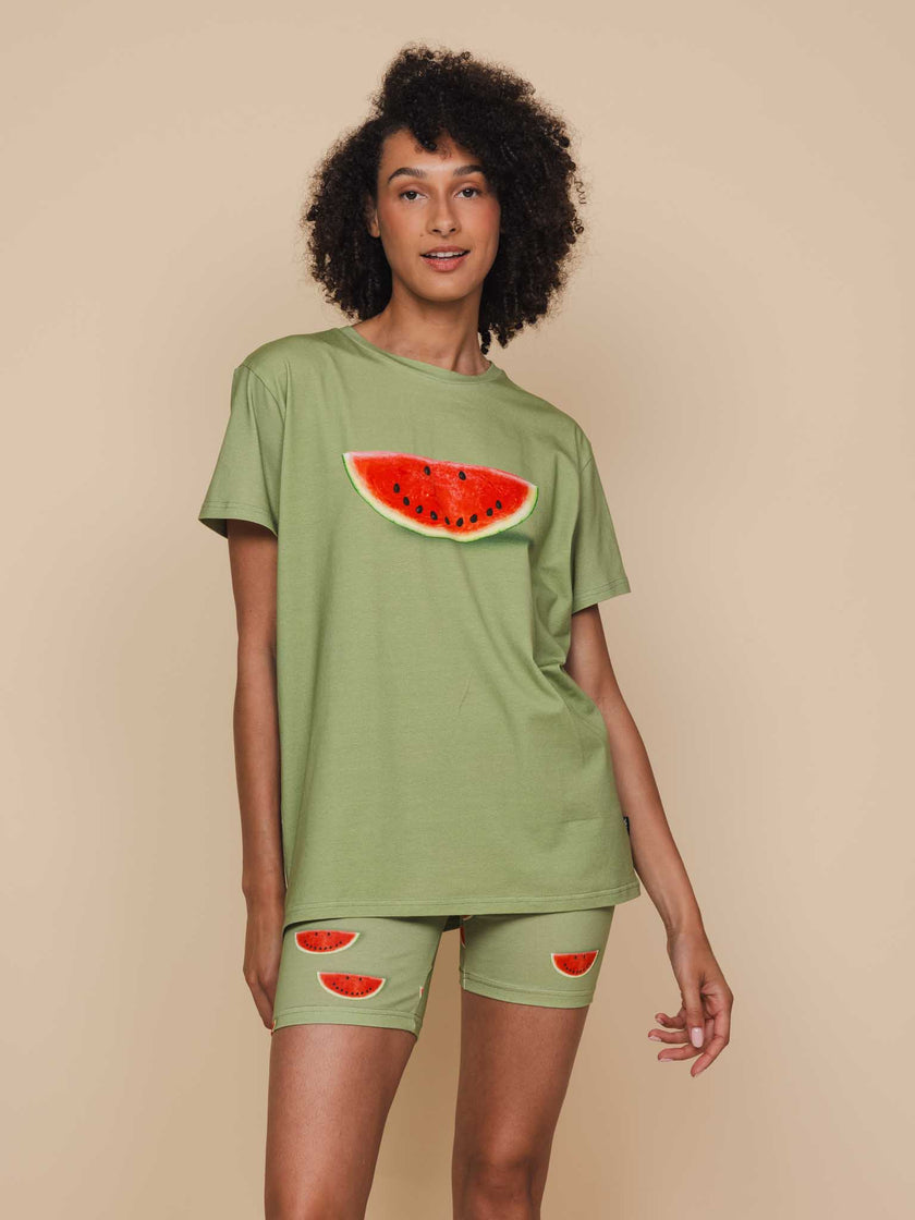 Watermelon T-shirt and Bikershorts set Women