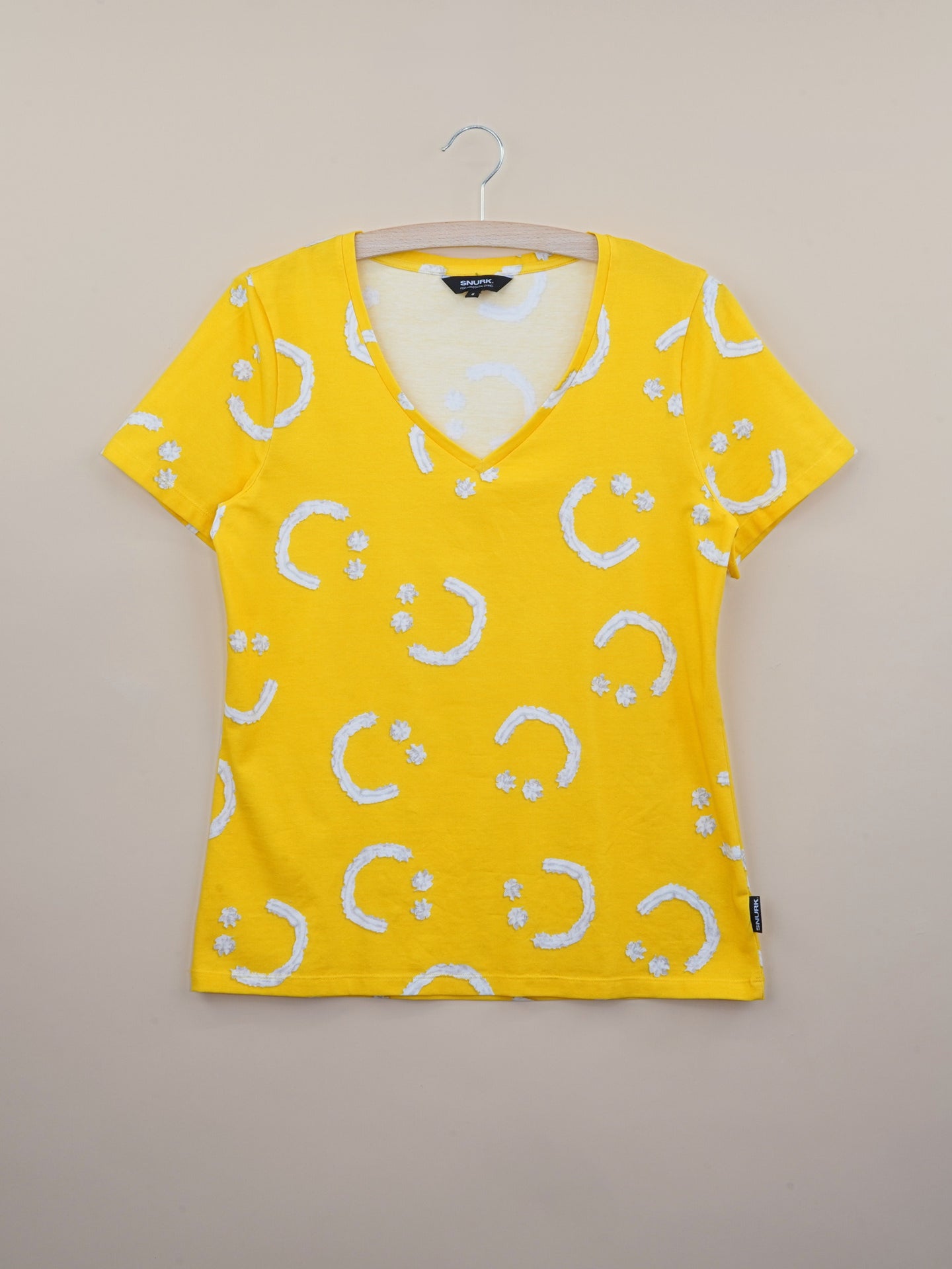 Smiles Yellow V-neck T-shirt Dames
