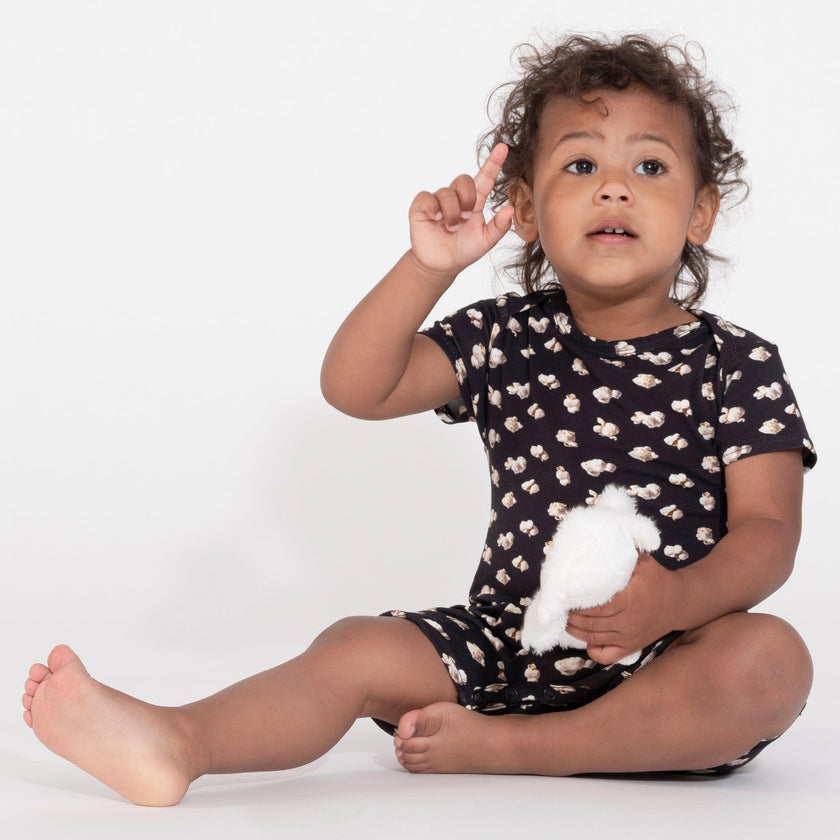 Popcorn Polka Short-sleeved Baby Bodysuit
