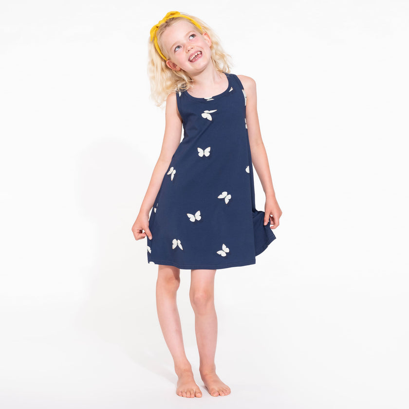 Butterfly Blue Tank Dress Kids