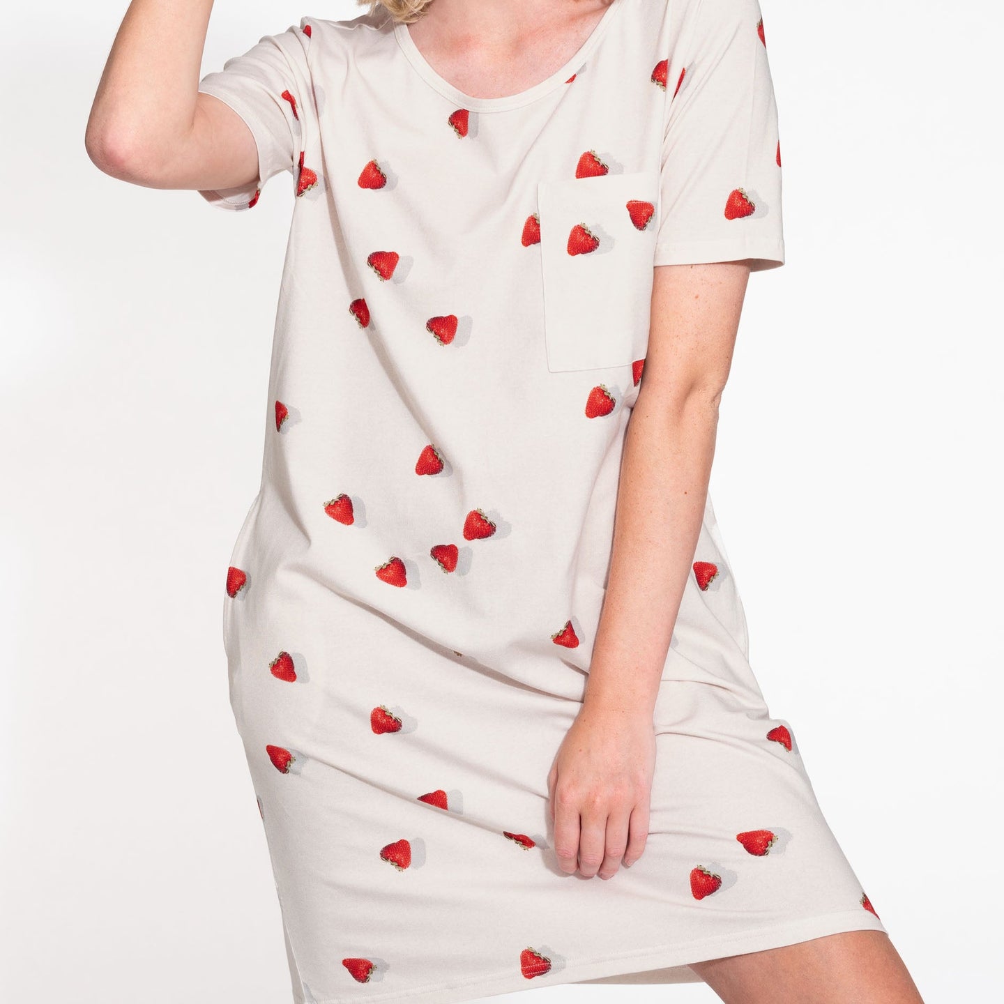 Strawberries T-shirt Dress Dames - SNURK