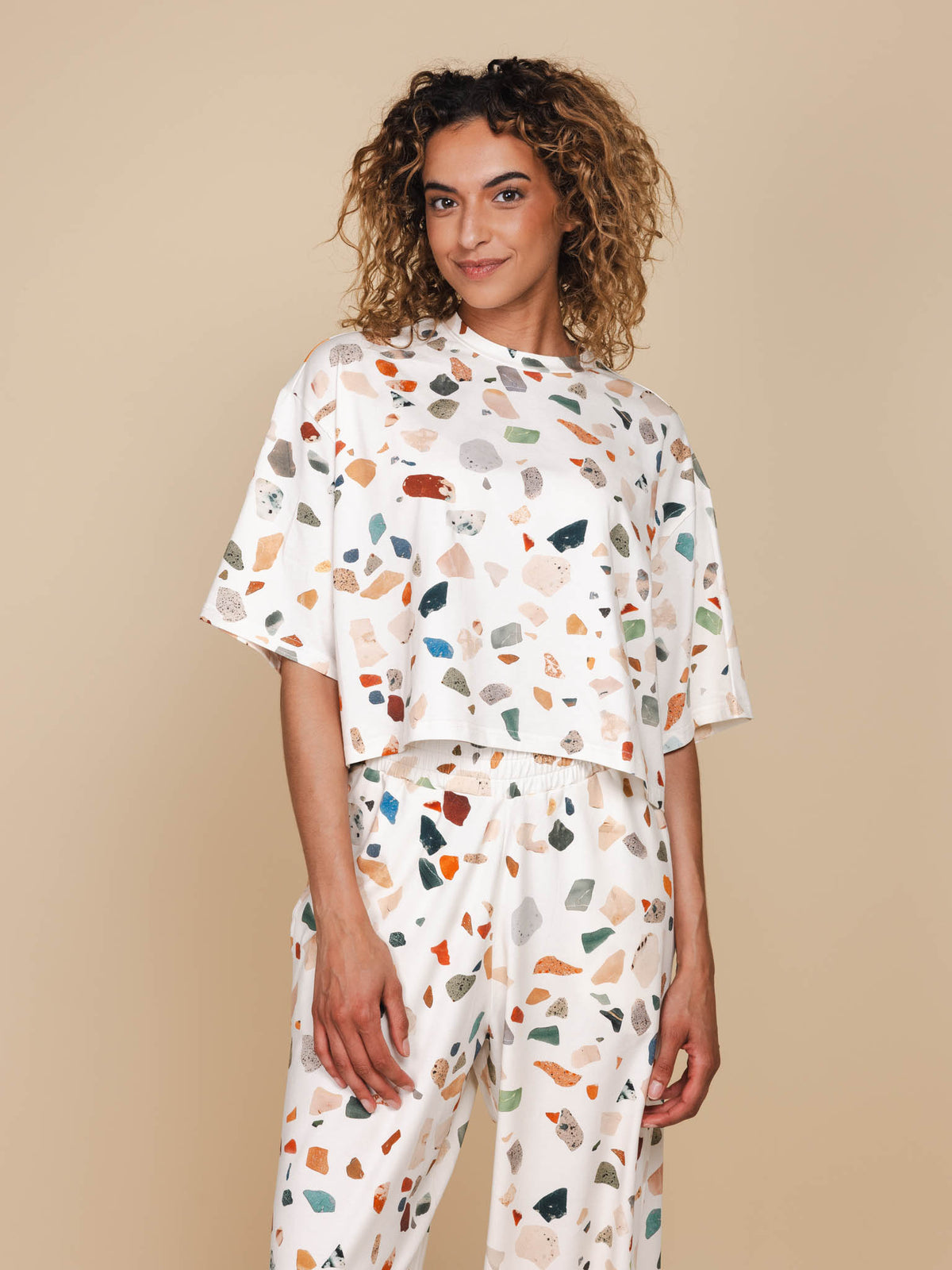 Terrazzo Cropped T-Shirt Damen
