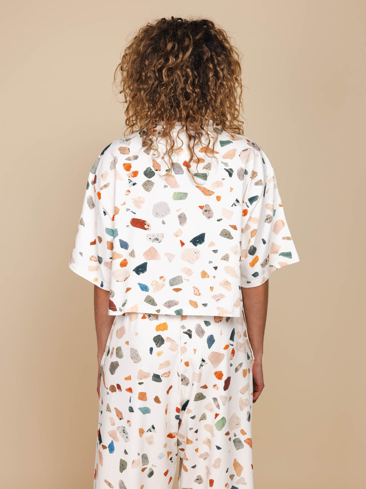 Terrazzo Cropped T-Shirt Damen