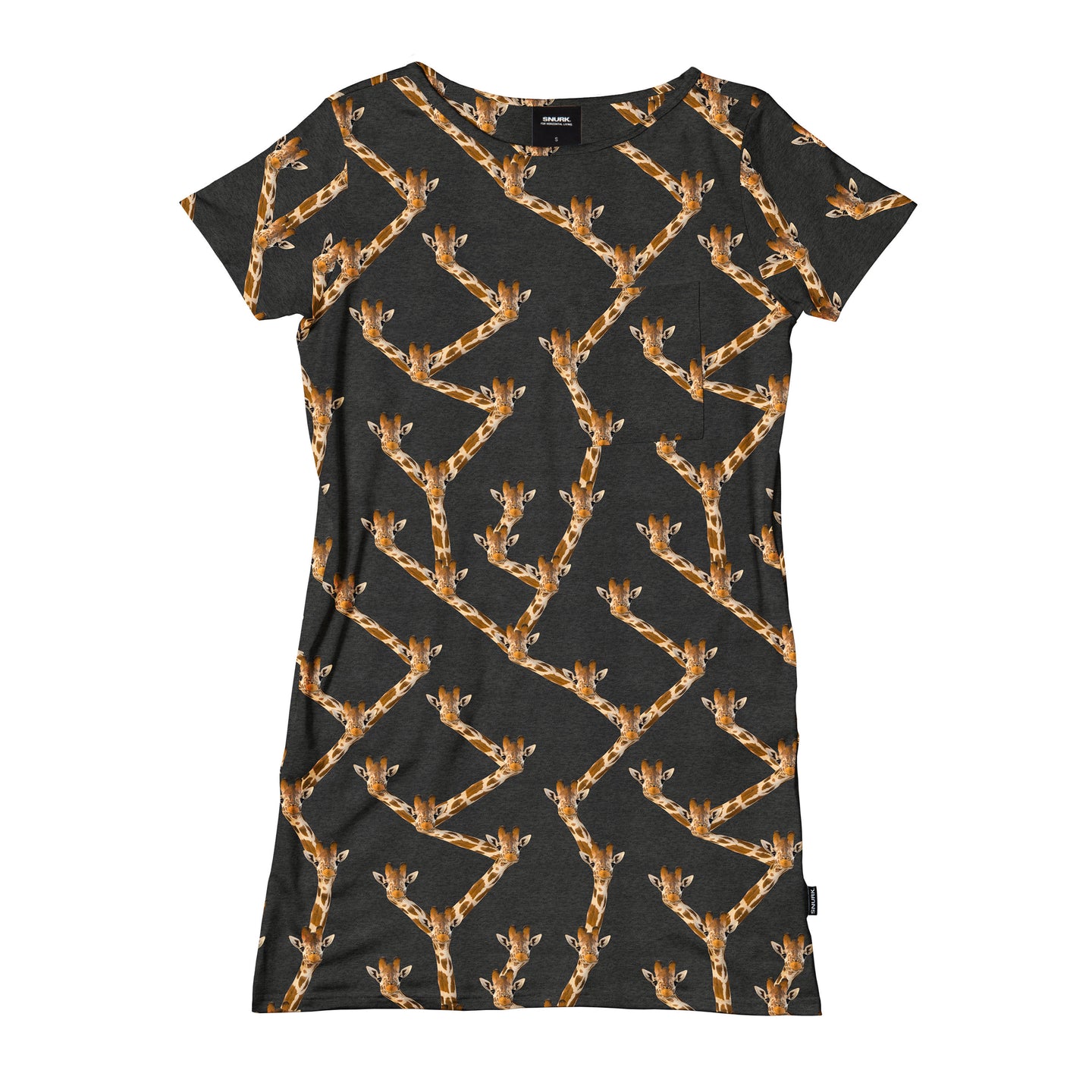 Giraffe Black T-shirt Dress Dames