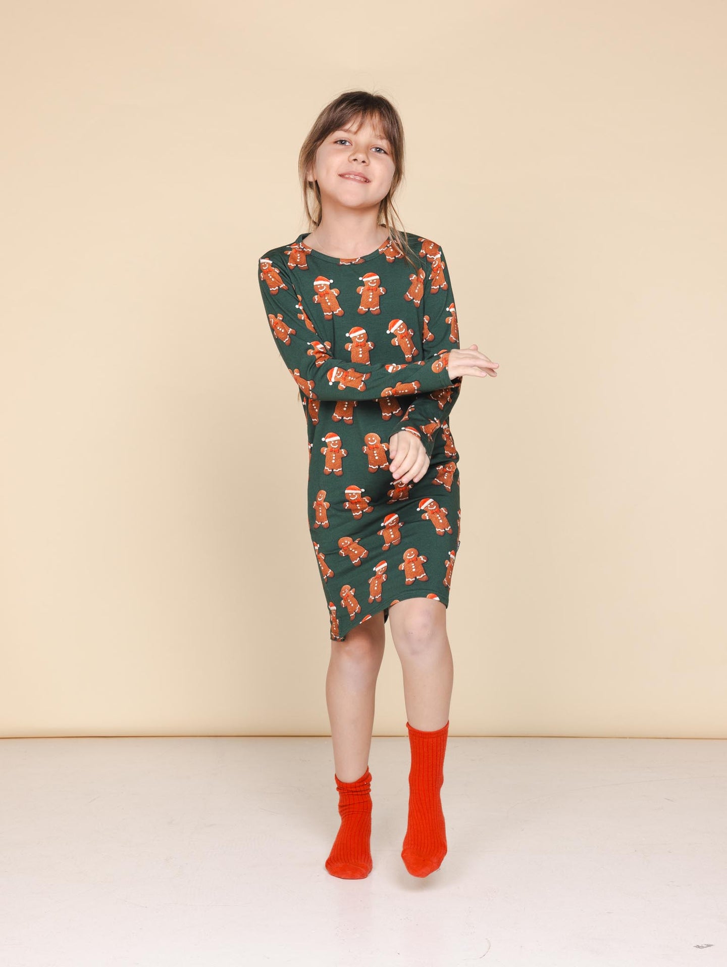 Xmas Cookies Long Sleeve Dress Kids