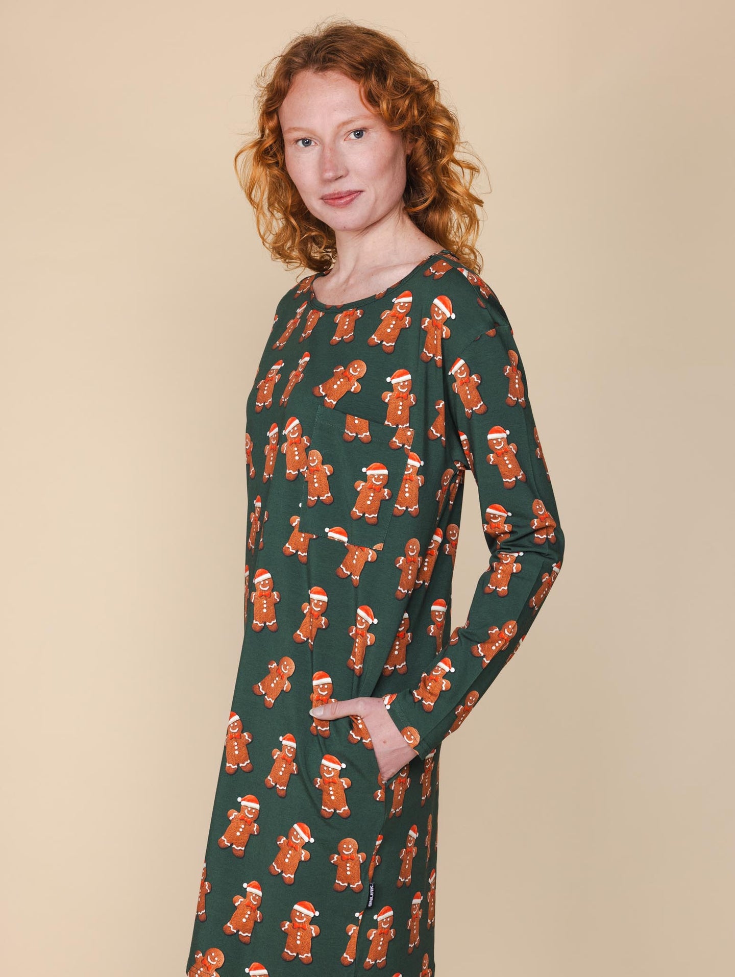 Xmas Cookies Long Sleeve Dress Women