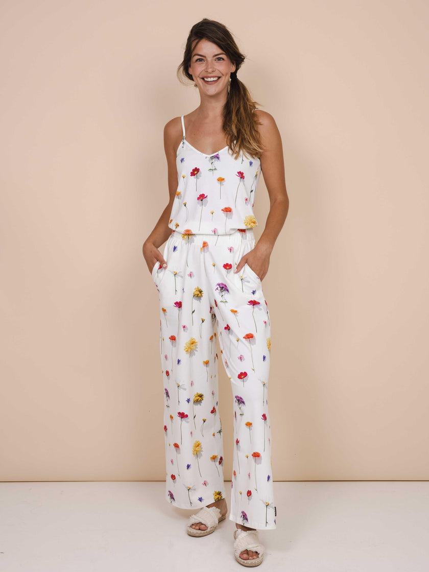 Bloom Strap Top and Wide Pants set Women