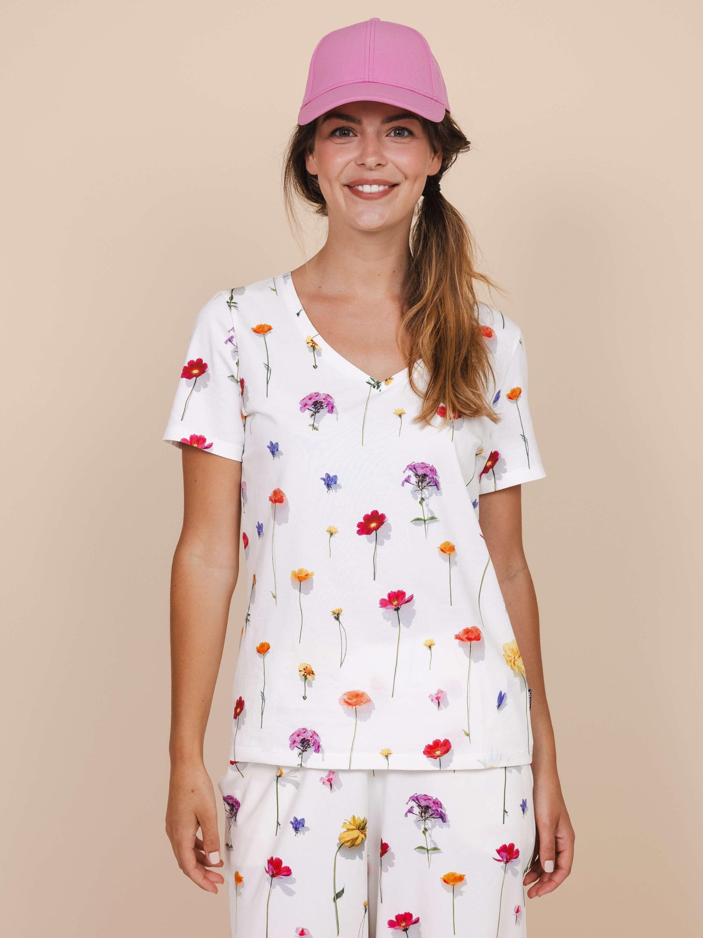 Bloom V-neck T-shirt Dames - SNURK