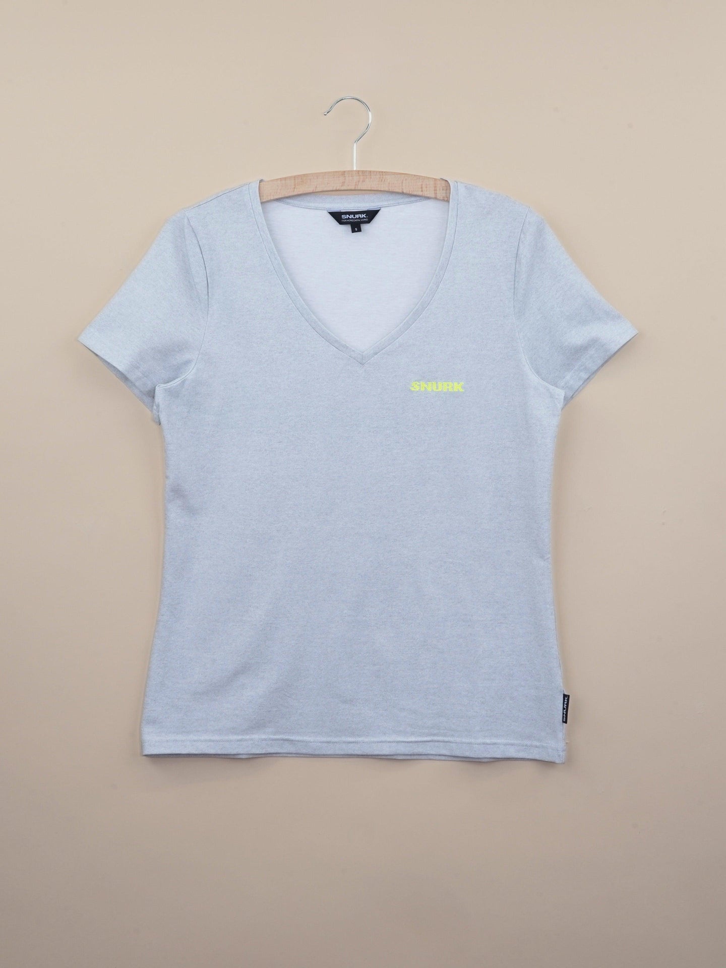 Grey T-shirt v-hals Dames - SNURK