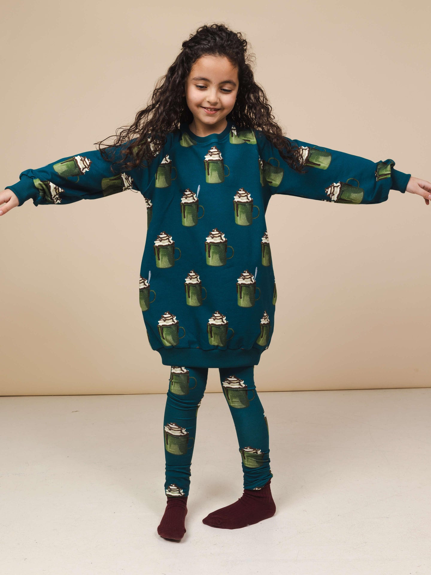 Hot Choco Trui jurk en Legging set Kinderen - SNURK