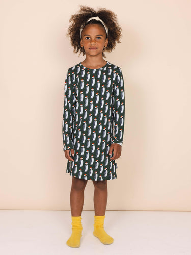 Penguin Xmas Long Sleeve Dress Kids