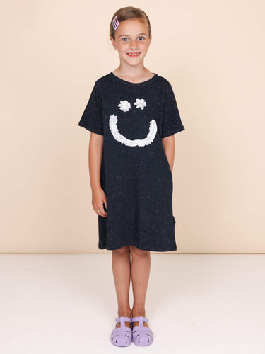 Smiles Black T-shirt Dress Kids