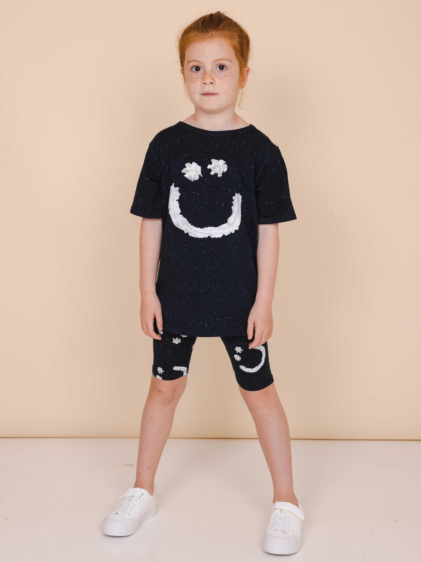 Smiles Black T-shirt en Bikershort set Kinderen - SNURK
