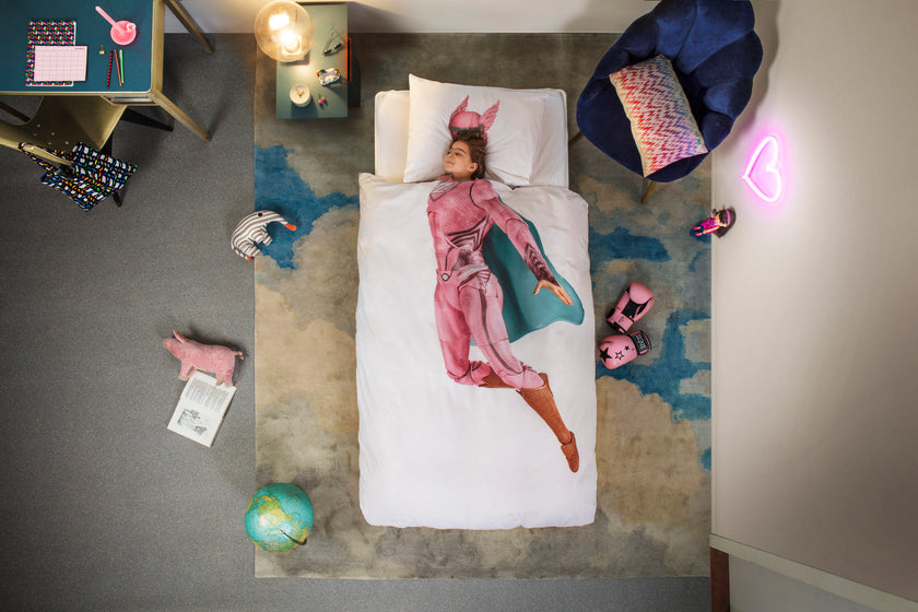 Superhero Pink Junior dekbedovertrek DE